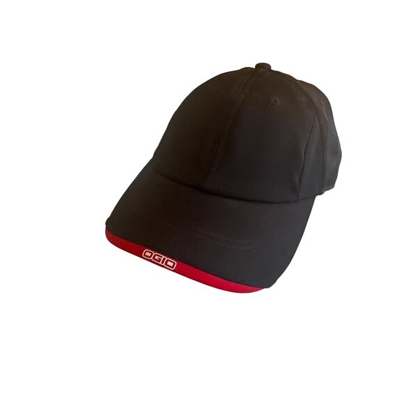 Ogio Black Baseball Cap With Red Trim Adjustable Strap 100% Polyester - Picture 1 of 5